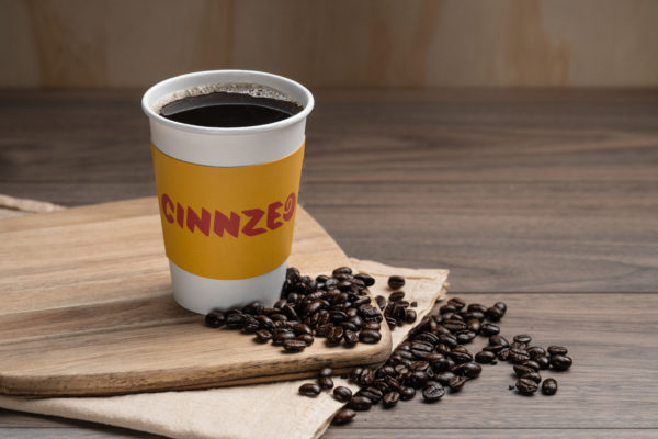 Fresh brewed dark and medium roast coffee served at all participating locations.